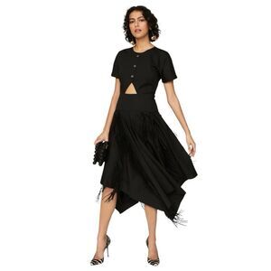 Bibhu Mohapatra Collective Cutout‎ Fringe Dress Womens Size 10 Black